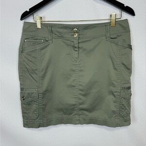 WHBM Cargo Mini Skirt Olive Green Size 6 Stretch Cotton Utility